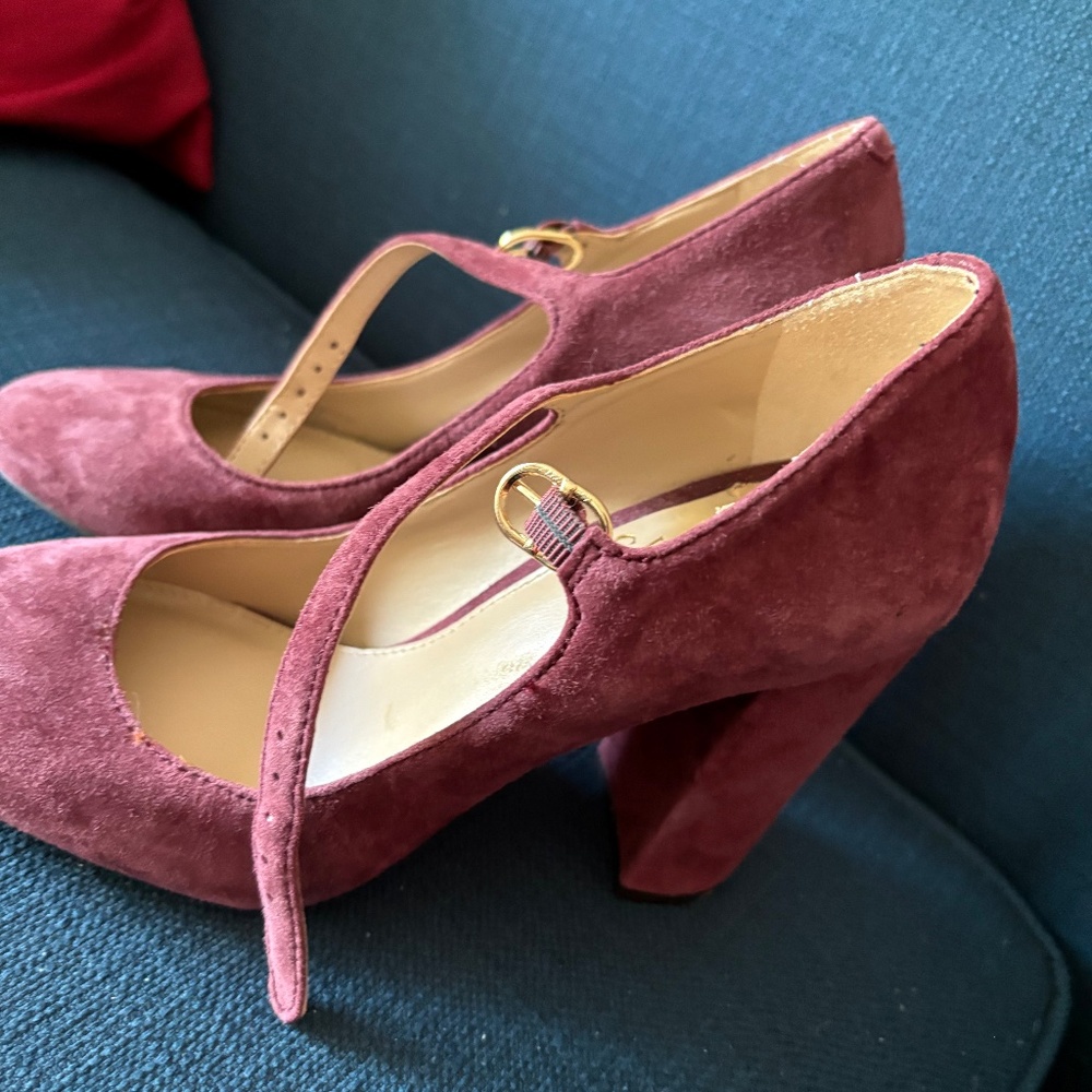 Beautiful plum Vince Camuto’s suede chunky heels